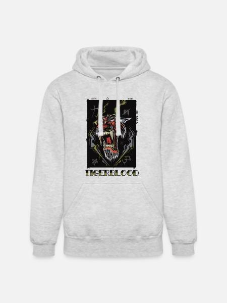 Tigerblood Neon Roar - Unisex Heavyweight Hoodie - ash gray