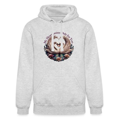 My Heart Swims Only for You Swan Heart T-Shirt - Unisex Heavyweight Hoodie