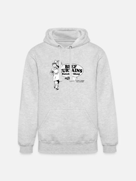Beef Curtains Butcher Shop - Unisex Heavyweight Hoodie - ash gray
