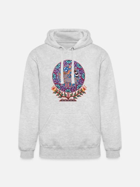 Native Huichol Peyote Deer - Unisex Heavyweight Hoodie - ash gray