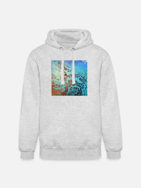 Aqua Cell Burst - Unisex Heavyweight Hoodie - ash gray