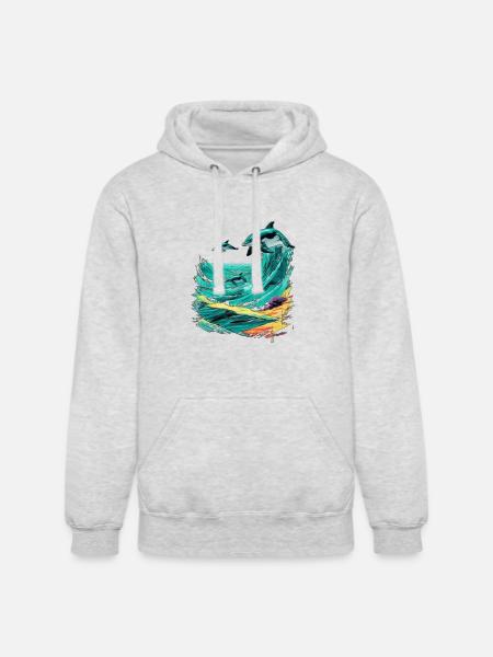 Pixel Beach CRT Dreams - Unisex Heavyweight Hoodie - ash gray