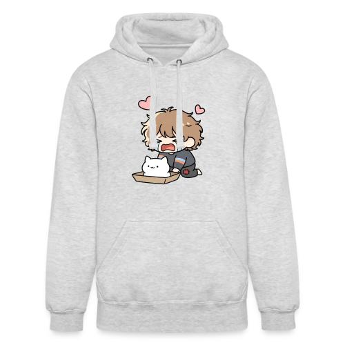 Crying Chibi Boy with Stray Cat - Unisex Heavyweight Hoodie