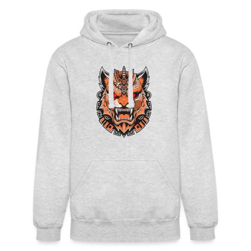 Tribal Demon Wolf Mask - Unisex Heavyweight Hoodie