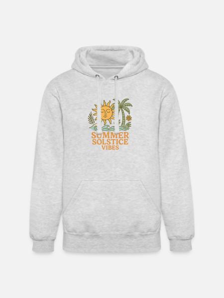 Summer Solstice Vibes Sun and Palm Design - Unisex Heavyweight Hoodie - ash gray