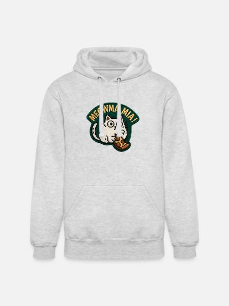 Meowma Mia Embroidered Patch - Unisex Heavyweight Hoodie - ash gray