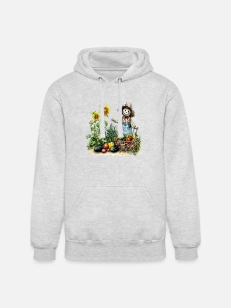 Harvest Sunflower Scarecrow - Unisex Heavyweight Hoodie - ash gray