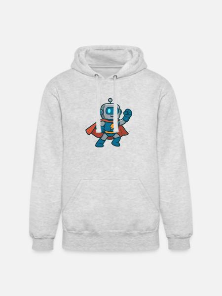 Robot Hero Lightning Cape - Unisex Heavyweight Hoodie - ash gray