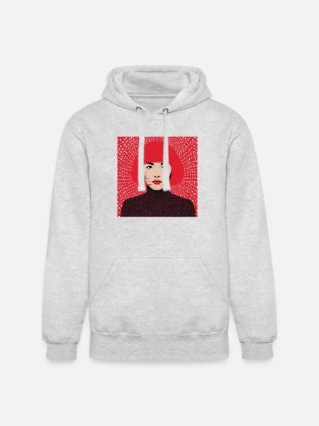Crimson Pop Art Halftone Portrait - Unisex Heavyweight Hoodie - ash gray