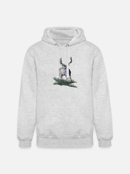 Mule deer buck sketch - Unisex Heavyweight Hoodie - ash gray