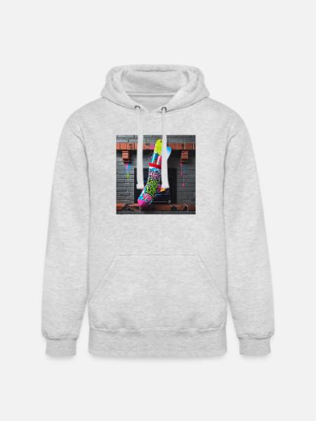 Naughty List Graffiti Sock - Unisex Heavyweight Hoodie - ash gray