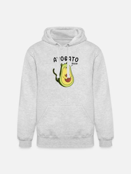 Cheerful Avocado Hugging Seed - Unisex Heavyweight Hoodie - ash gray