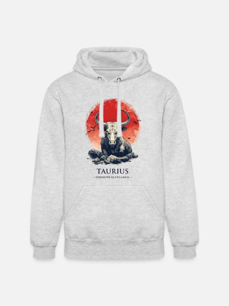 Taurus Bull at Sunset Circle - Unisex Heavyweight Hoodie - ash gray