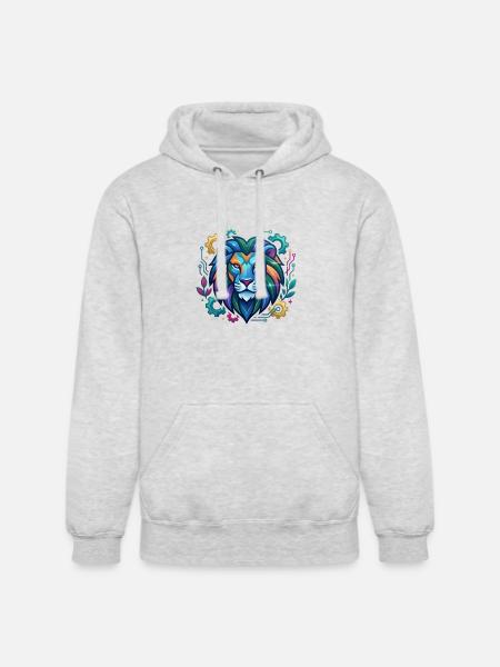 Vivid Circuit Lion Tech Art - Unisex Heavyweight Hoodie - ash gray