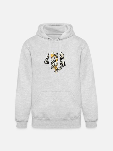 Skeleton Sips Beer - Unisex Heavyweight Hoodie - ash gray