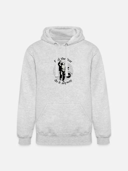 Astronaut Faces Fear Orbit - Unisex Heavyweight Hoodie - ash gray