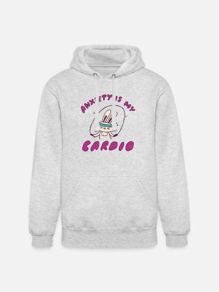 Anxiety Is My Cardio - Unisex Heavyweight Hoodie - ash gray