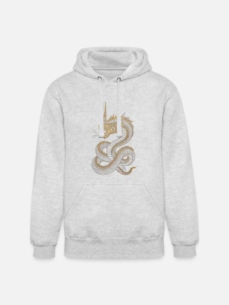Golden Dragon Embroidery Art - Unisex Heavyweight Hoodie - ash gray