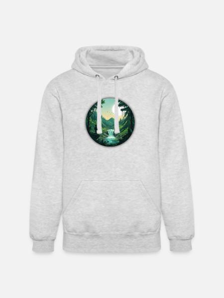 Moonlit Forest Valley - Unisex Heavyweight Hoodie - ash gray