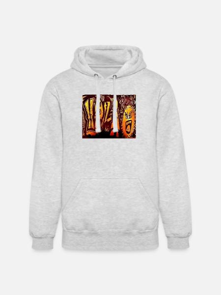 Inferno Graffiti Faces - Unisex Heavyweight Hoodie - ash gray