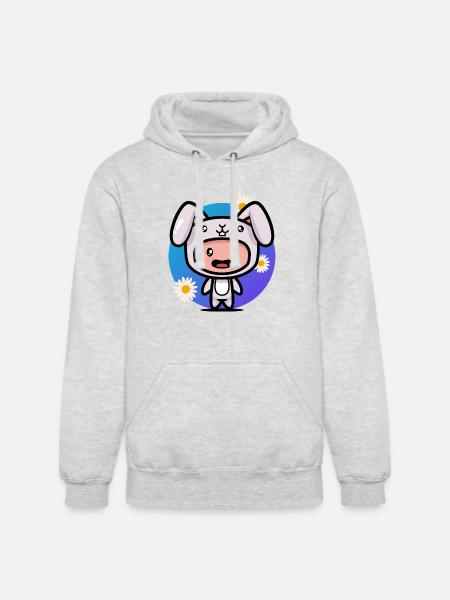 Kid In Rabbit Suit - Unisex Heavyweight Hoodie - ash gray