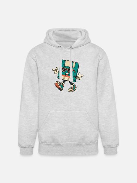 Retro Disk Mascot with Sunglasses - Unisex Heavyweight Hoodie - ash gray