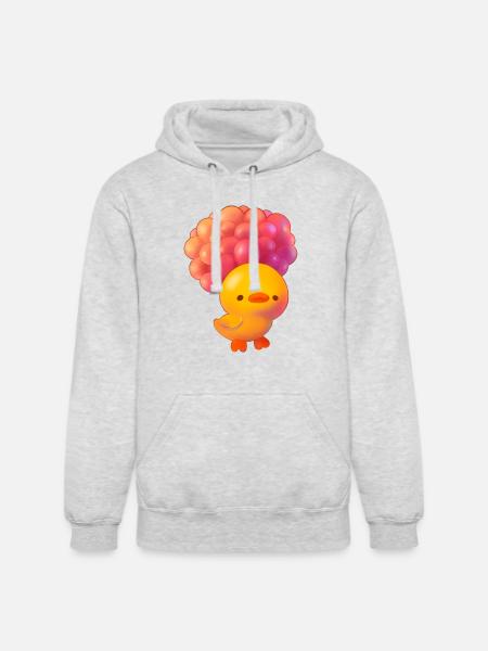 Ducky Flying With Balloons - Unisex Heavyweight Hoodie - ash gray