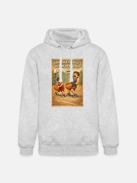 Basketball Bond: Dad and Kid - Unisex Heavyweight Hoodie - ash gray