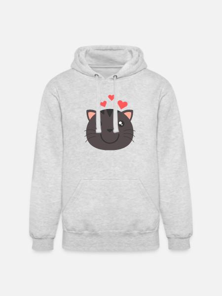 Heartfelt Cat Face - Unisex Heavyweight Hoodie - ash gray