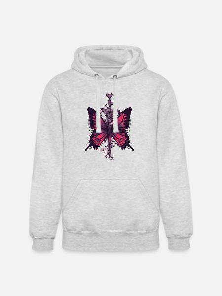 Butterfly Dagger - Unisex Heavyweight Hoodie - ash gray