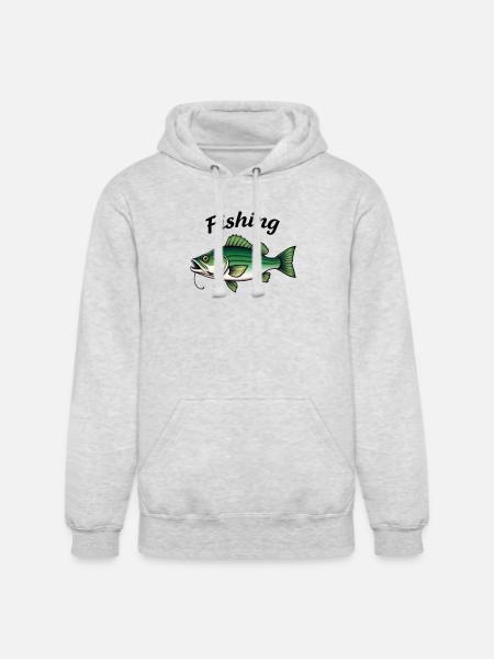 Vivid Bass Fishing Tackle Illustration - Unisex Heavyweight Hoodie - ash gray