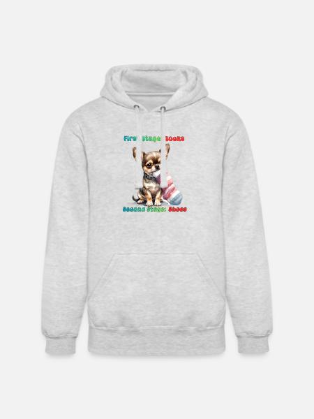 Chihuahua Sock Munching - Unisex Heavyweight Hoodie - ash gray