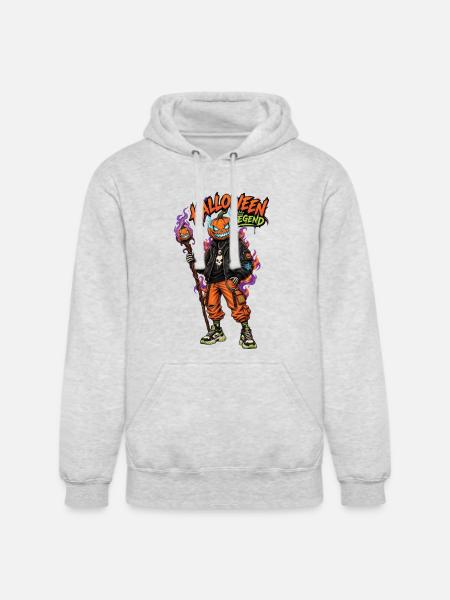 Halloween Legend Pumpkin Head Streetwear - Unisex Heavyweight Hoodie - ash gray