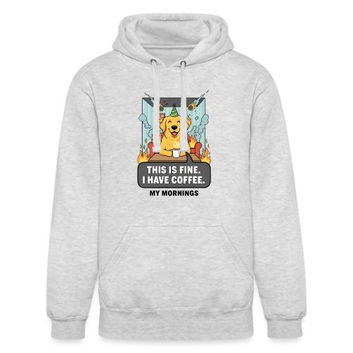 🔥 Funny Dog Meme “This Is Fine, I Have Coffee” - Unisex Heavyweight Hoodie