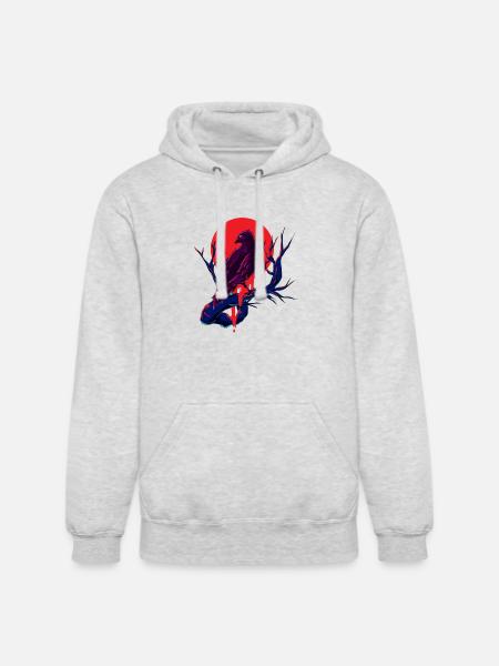 Crow Raven - Unisex Heavyweight Hoodie - ash gray
