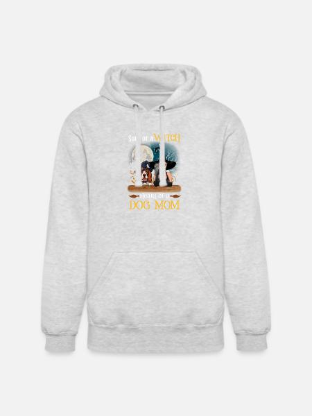 Witch Dog Mom Heart - Unisex Heavyweight Hoodie - ash gray