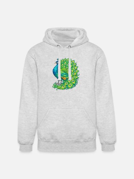 Vivid Peacock Cascade - Unisex Heavyweight Hoodie - ash gray