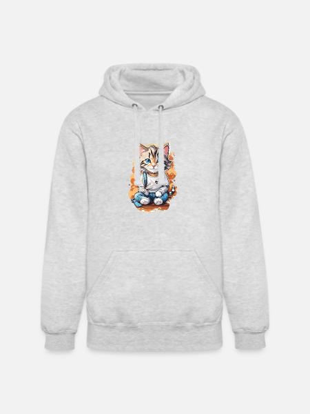 Cute Cat - Unisex Heavyweight Hoodie - ash gray