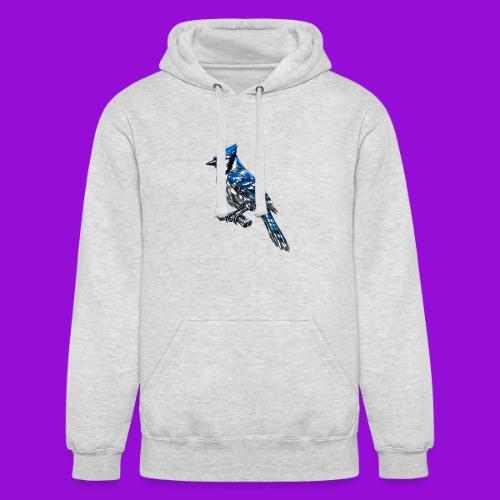 Silver Blue Jay on Perch - Unisex Heavyweight Hoodie