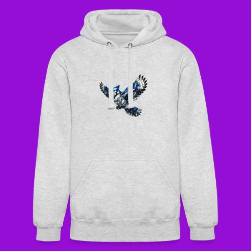 Silver Blue Jay in Flight - Unisex Heavyweight Hoodie