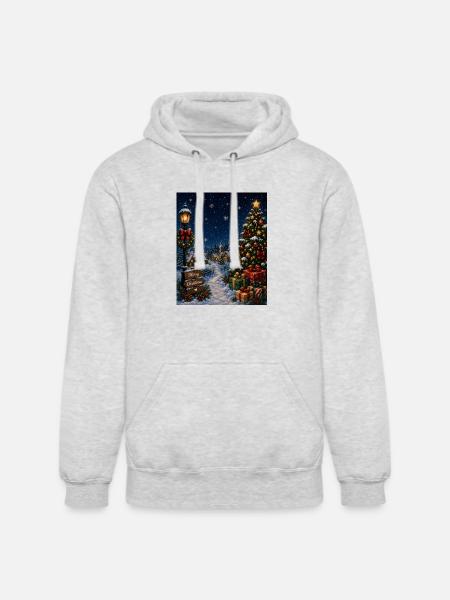 Snowlit Christmas Village - Unisex Heavyweight Hoodie - ash gray