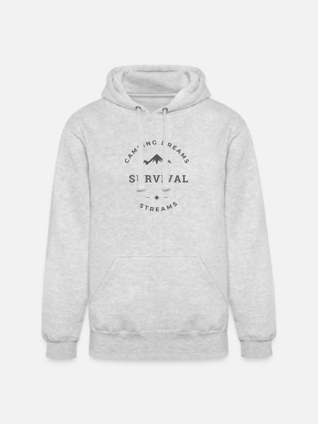 Camping Dreams Survival Streams - Unisex Heavyweight Hoodie - ash gray