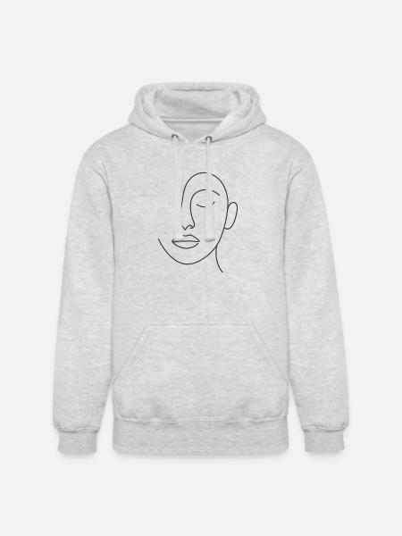 Minimal Line Portrait - Unisex Heavyweight Hoodie - ash gray