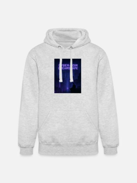 Cyber-Noir Dreamscape Design - Unisex Heavyweight Hoodie - ash gray