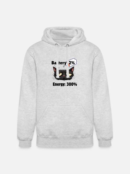 Battery 2% energyn300% - Unisex Heavyweight Hoodie - ash gray