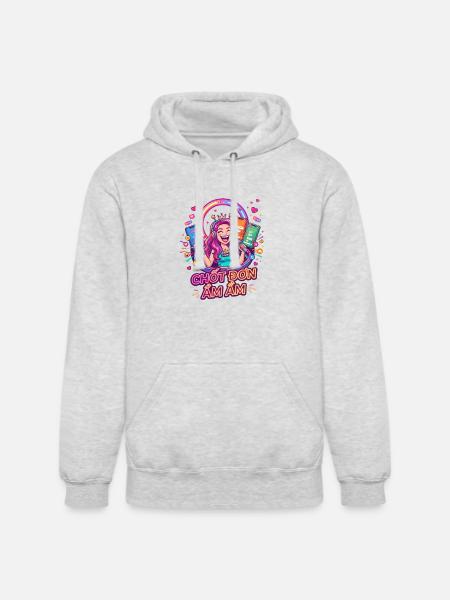 Neon Goddess Streamer - Unisex Heavyweight Hoodie - ash gray