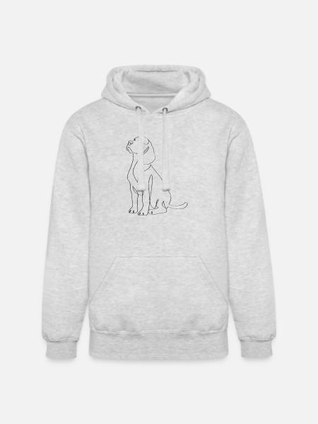 Sleek Dog Line Art Silhouette - Unisex Heavyweight Hoodie - ash gray