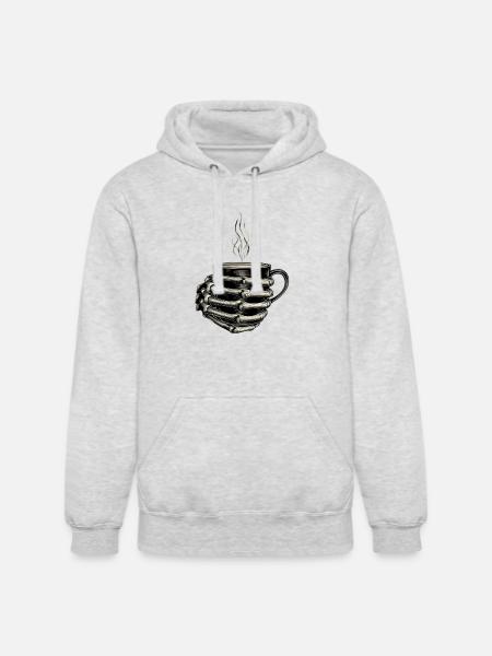Skeleton Hands Embrace Steam Mug - Unisex Heavyweight Hoodie - ash gray