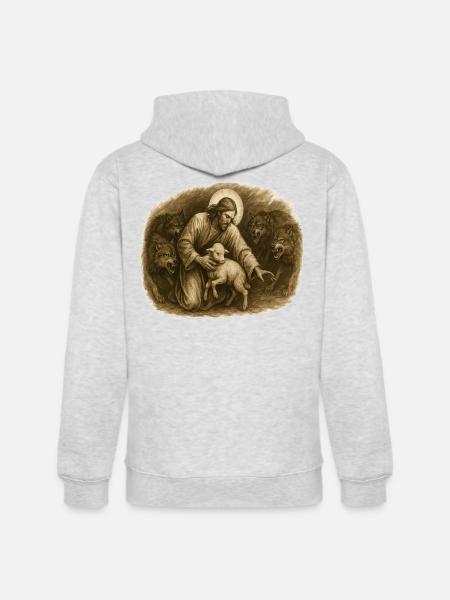 Shepherd and Lamb Among Wolves - Unisex Heavyweight Hoodie - ash gray