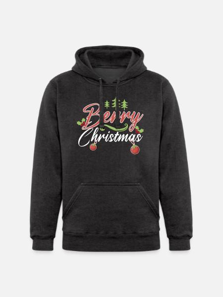 Berry Christmas Strawberry - Unisex Heavyweight Hoodie - charcoal grey